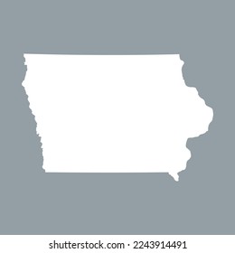 Map of the Iowa state in white color isolated on grey background. Vector illustration