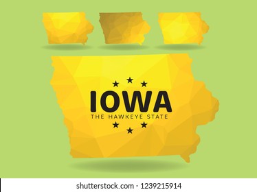 Map of IOWA, USA with nickname The Hawkeye State, Polygon Geometry Vector EPS 10.