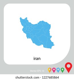 Map of iran abstract corlor blue on white background.frame.vecter illustration eps 10.