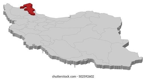 Map - Iran, Ardabil - 3D-Illustration