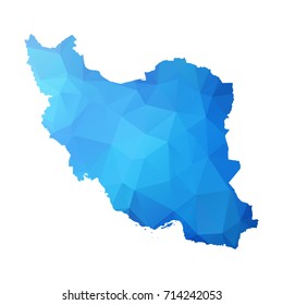 Map of Iran - Blue Geometric Rumpled Triangular , Polygonal Design For Your . Vector illustration eps 10.