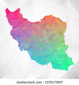Map of Iran. Colorful Geometric Rumpled Triangular , Polygonal Design For Your . Vector illustration eps 10.