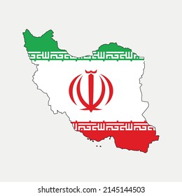 Map of Iran and country flag outline silhouette vector illustration
