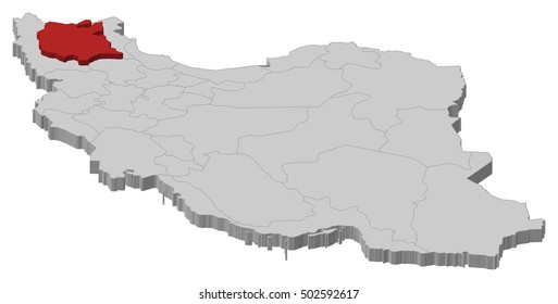 Map - Iran, East Azerbaijan - 3D-Illustration