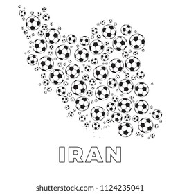 map of iran filled with soccer balls