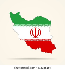 Map of Iran in Iran flag colors

