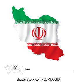 Map of Iran with flag - vector illustration