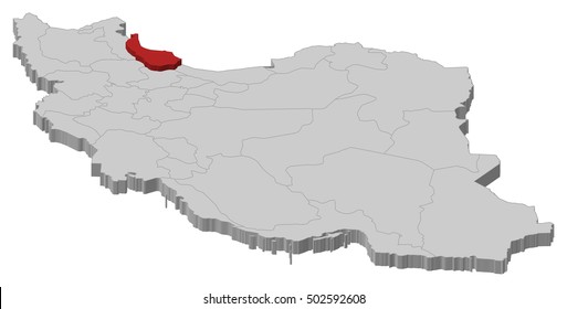 Map - Iran, Gilan - 3D-Illustration
