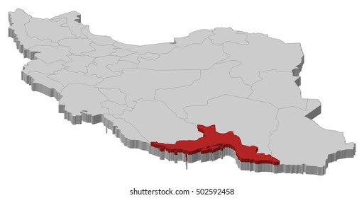 Map - Iran, Hormozgan - 3D-Illustration
