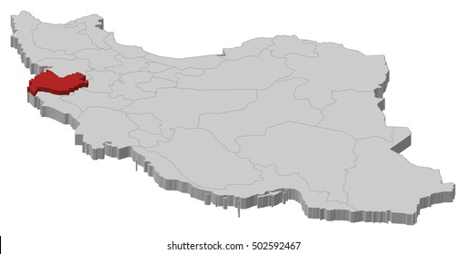 Map - Iran, Kermanshah - 3D-Illustration