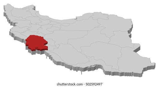Map - Iran, Khuzestan - 3D-Illustration