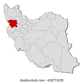 Map - Iran, Kurdistan