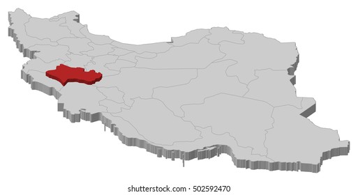 Map - Iran, Lorestan - 3D-Illustration