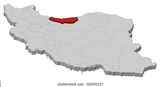Map - Iran, Mazandaran - 3D-Illustration
