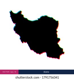 Mapa de Irán en estilo multicolor en la plantilla de diseño de vectores fronterizos.