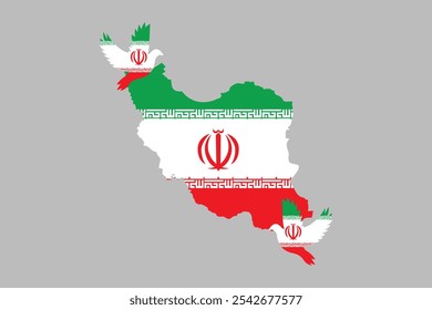 Map of the Iran with the national flag of Iran, Iran flag vector graphic, Iran country flag is a symbol of freedom, vector illustration
