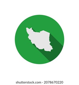 Map of Iran on green circle with long shadow
