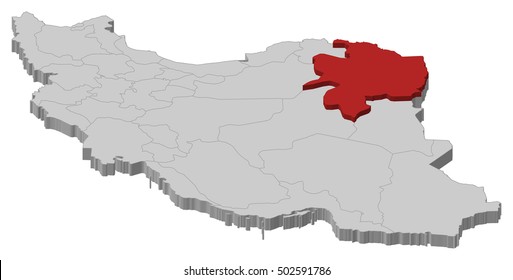 Map - Iran, Razavi Khorasan - 3D-Illustration