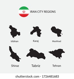 Mapa de las regiones de Irán elemento gráfico Diseño de la plantilla de ilustración
