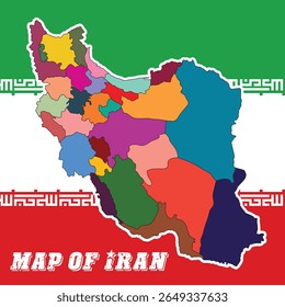 Map of Iran Showing the Provinces Vector stock illustration Design