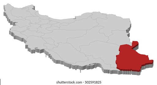 Map - Iran, Sistan and Baluchestan - 3D-Illustration