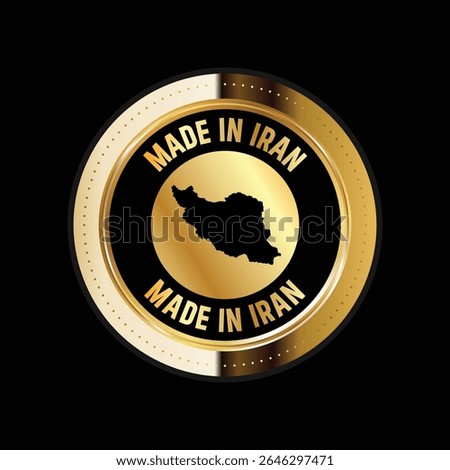 Map of Iran. Vector illustration. Logo, Icon, and Symbol. Iran map gold seal. 