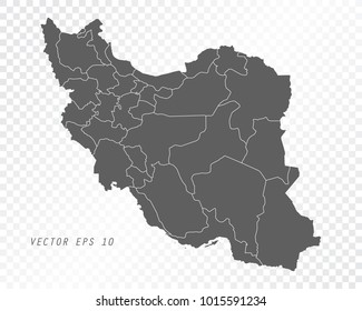 Map of Iran , vector illustration on transparent background. Items are placed on separate layers and editable.