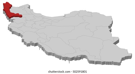 Map - Iran, West Azerbaijan - 3D-Illustration