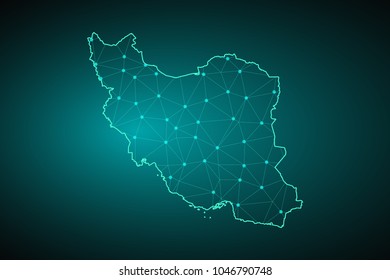 Map of Iran. Wire frame 3D mesh polygonal network line, design sphere, dot and structure. communications map of Iran. Vector Illustration EPS10.