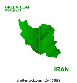 Map Of Iran,Nature green leaf, vector illustration