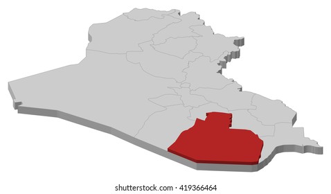 Map - Iraq, Al Muthanna - 3D-Illustration