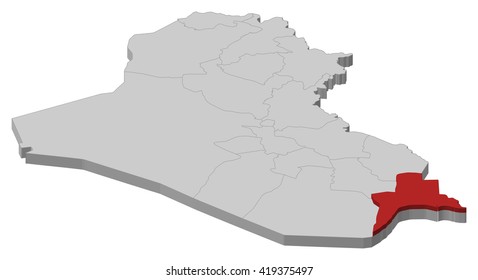 Map - Iraq, Basra - 3D-Illustration