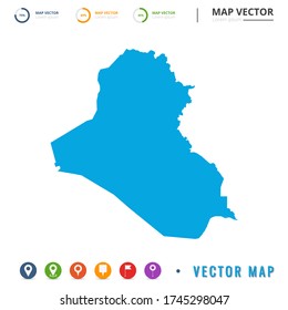 Map of Iraq blue and set pin icon.