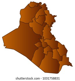 Map of Iraq- Map of the city and each border separately. Brown Gold eps Vector Illustration 10