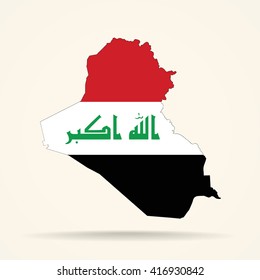 Map of Iraq in Iraq flag colors