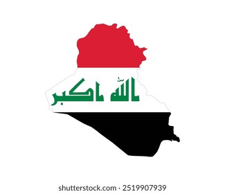 Map of Iraq in flag, National Day of Iraq, Independence Day, Iraq, Vector illustration of Iraq flag on white background, Editable vector Design of flag on a white background