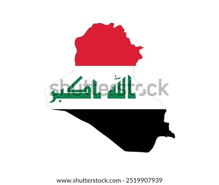 Map of Iraq in flag, National Day of Iraq, Independence Day, Iraq, Vector illustration of Iraq flag on white background, Editable vector Design of flag on a white background