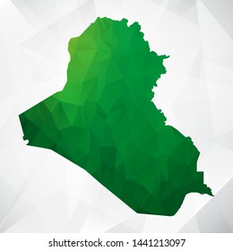 Map of Iraq - Green Geometric Rumpled Triangular , Polygonal Design For Your . Vector illustration eps 10.