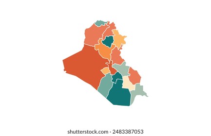 Map of Iraq isolated modern colorful style. for website layouts, background, education, precise, customizable, Travel worldwide, map silhouette backdrop, earth geography, political, reports. 