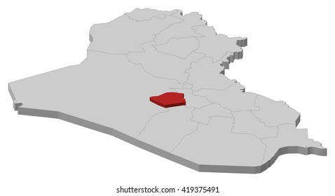 Map - Iraq, Karbala - 3D-Illustration