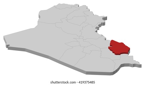 Map - Iraq, Maysan - 3D-Illustration