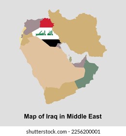 Map of Iraq in Middle East isolated vector illustration
