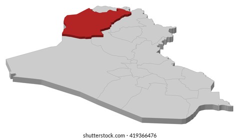 Map - Iraq, Ninawa - 3D-Illustration