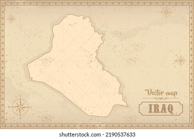 Map of Iraq in the old style, brown graphics in retro fantasy style