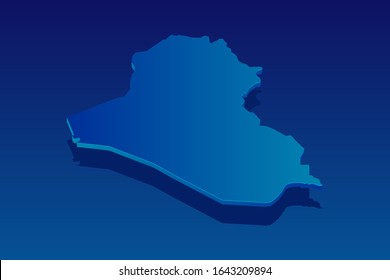 map of Iraq on blue background. Vector modern isometric concept greeting Card illustration eps 10.