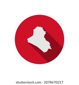 Mapa de Iraq en círculo rojo con una larga sombra