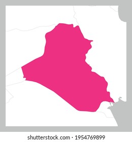 Map of Iraq pink highlighted with neighbor countries