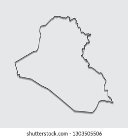 Map of Iraq with shadow on gray background.eps10