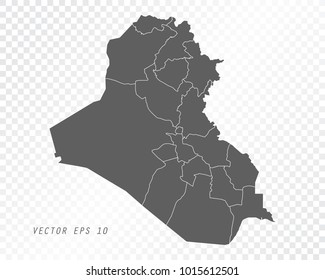Map of Iraq , vector illustration on transparent background. Items are placed on separate layers and editable.
