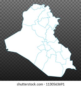 Map of Iraq. Vector illustration on transparent background. Items are placed on separate layers and editable. Vector illustration eps 10.